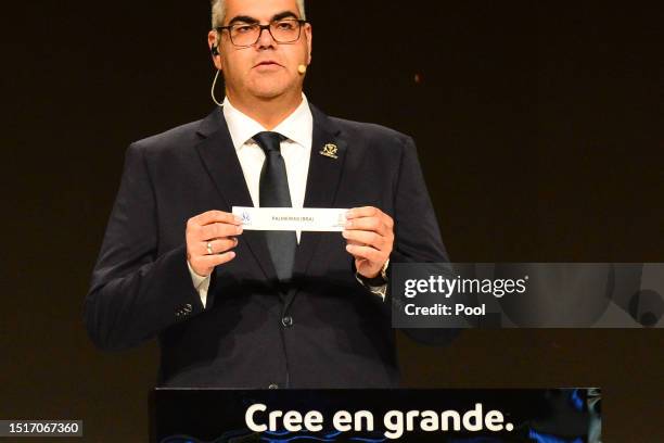 Frederico Nantes Director of Clubs Competitions draws out the Palmeiras card during the official draw of the round of sixteen of the current editions...