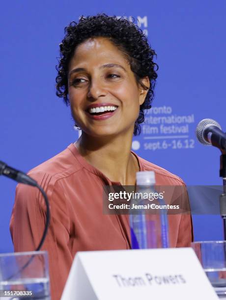 Director Shola Lynch speaks onstage at "Free Angela & All Political Prisoners" Press Conference during the 2012 Toronto International Film Festival...