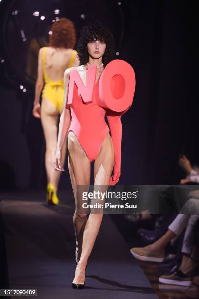 Model walks the runway during the Viktor & Rolf Haute Couture Fall/Winter 2023/2024 show as part of Paris Fashion Week on July 05, 2023 in Paris,...