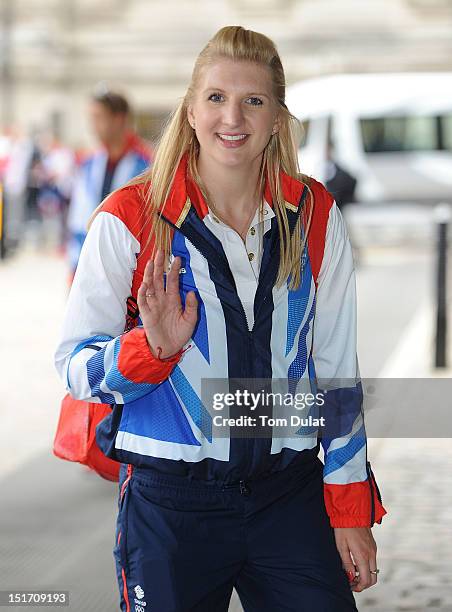 British swimmer Rebecca Adlington poses during the reception for Team GB and Paralympic GB athletes on September 10, 2012 in London, England.