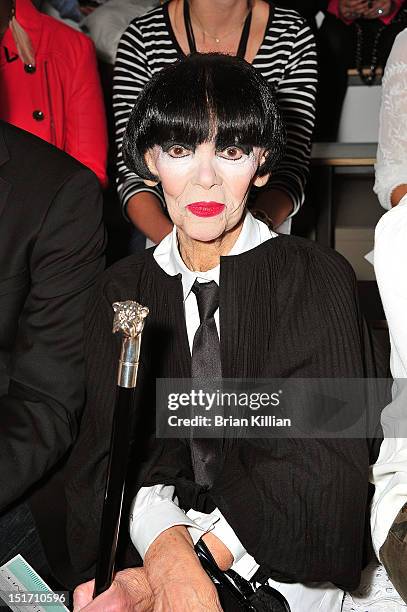 Socialite Marilyn Riseman attends the Ohne Titel show during Spring 2013 Mercedes-Benz Fashion Week at Milk Studios on September 10, 2012 in New York...