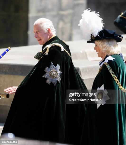 King Charles III and Queen Camilla arrive at a national service of thanksgiving and dedication to the coronation of King Charles III and Queen...