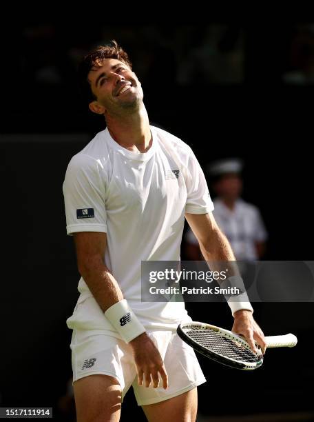 Jordan Thompson of Australia reacts against Novak Djokovic of Serbia in the Men's Singles second round match during day three of The Championships...