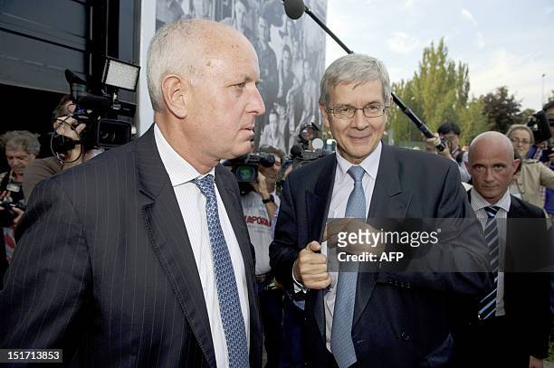 Philippe Varin , chairman of managing board of French car maker PSA Peugeot Citroen, and Thierry Peugeot, the Chairman of Supervisory Board of PSA...