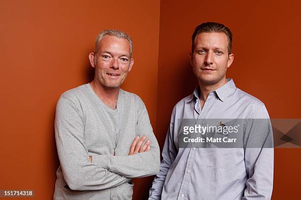 Actor Søren Malling and director Tobias Lindholm of "A Hijacking" pose at the Guess Portrait Studio during 2012 Toronto International Film Festival...