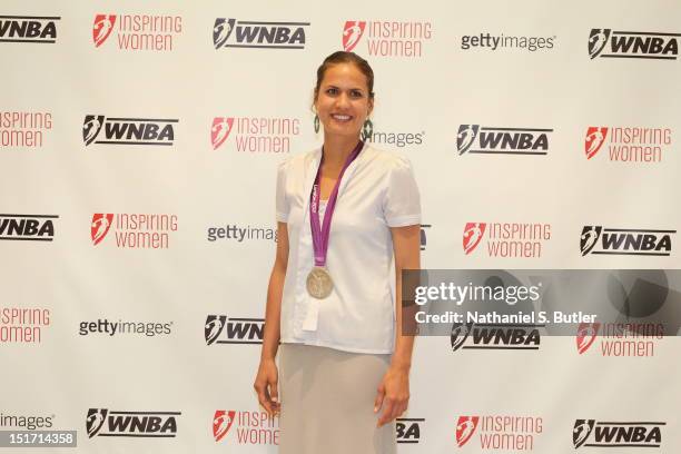 Logan Tom poses during the WNBA Inspiring Women Luncheon at Pier Sixty at Chelsea Piers on September 10, 2012 in New York City. NOTE TO USER: User...