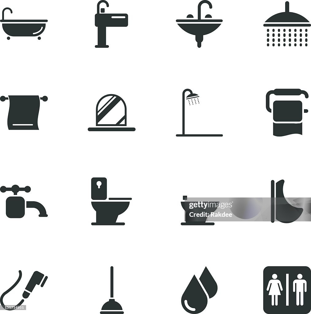 Bath and Bathroom Silhouette Icons