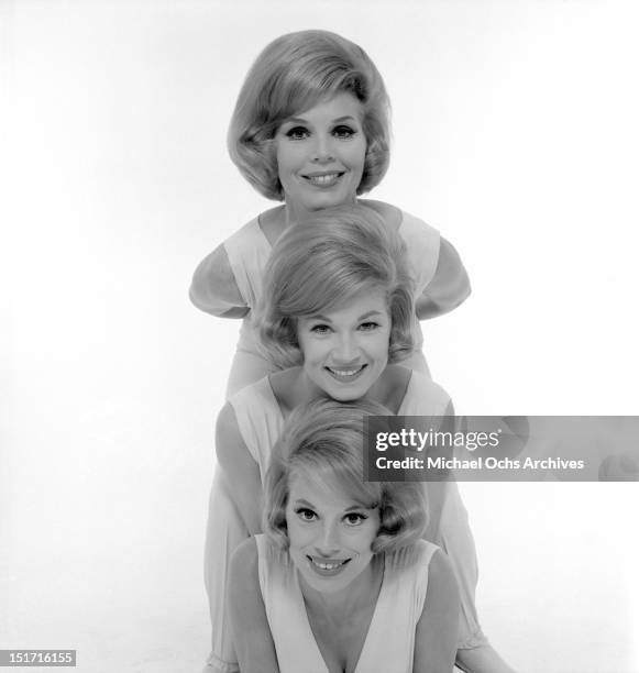 The McGuire Sisters Christine, Phyllis and Dorothy pose for a portrait circa 1960 in New York City, New York.
