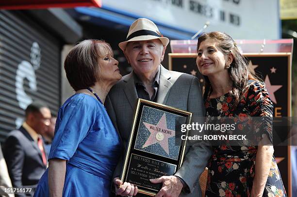 Actor Walter Koenig poses with his wife Judy Levitt and daughter Danielle on his star on the Hollywood Walk of Fame in Hollywood, California, on...