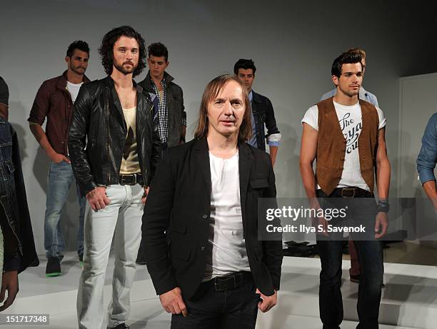 Designer Stefan Miljanic attends the Gilded Age presentation during Spring 2013 Mercedes-Benz Fashion Week at New York Public Library on September...