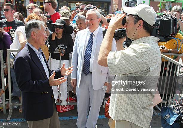 Actor George Takei and husband Brad Altman attend Walter Koenig being honored with a star on the Hollywood Walk of Fame on September 10, 2012 in...