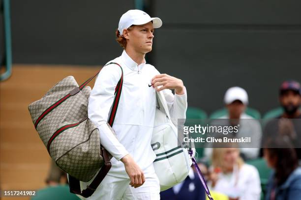 Jannik Sinner of Italy takes to the court against Diego Schwartzman of Argentina in the Men's Singles second round match during day three of The...