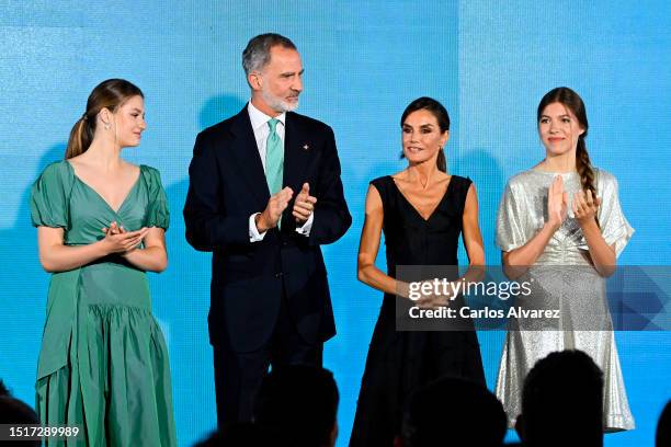 Crown Princess Leonor of Spain, King Felipe VI of Spain, Queen Letizia of Spain and Princess Sofia of Spain attend the 'Princesa de Girona'...