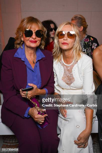 Youssra and Emmanuelle Béart attends the Elie Saab Haute Couture Fall/Winter 2023/2024 show as part of Paris Fashion Week on July 05, 2023 in Paris,...