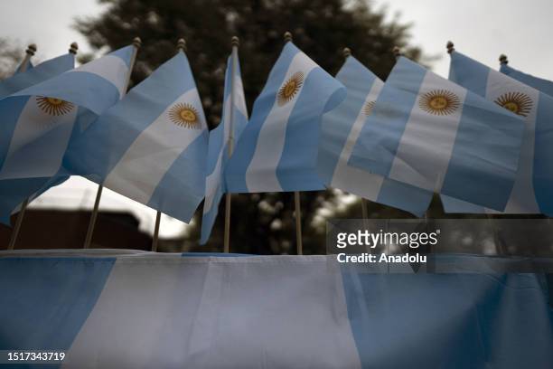 Argentine flags in the celebration of independence day in Buenos Aires, Argentina, July 09, 2023. The nation commemorates its liberation from Spanish...