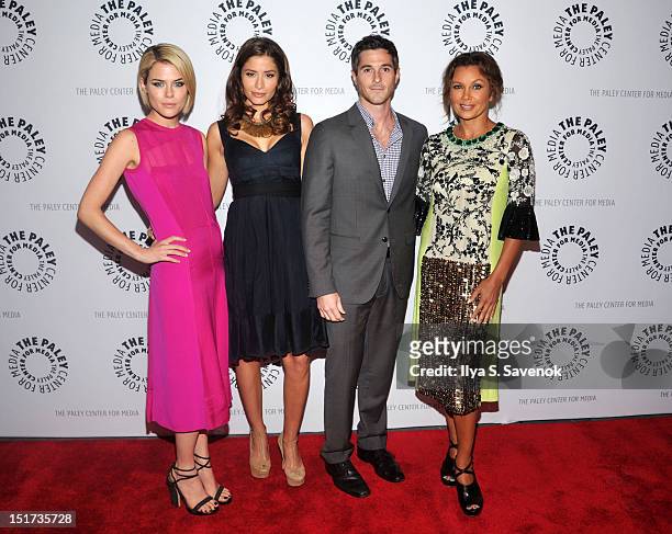Rachael Taylor, Mercedes Masohn, Dave Annable and Vanessa Williams attend The Paley Center For Media Presents ABC's "666 Park Avenue" on September...