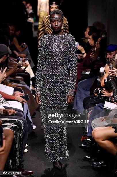 Model walks the runway during the Jean Paul Gaultier by Julien Dossena Haute Couture Fall/Winter 2023-2024 fashion show as part of the Paris Haute...