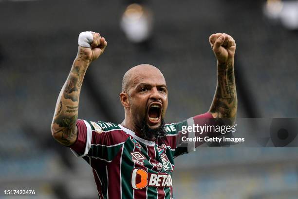 Felipe Melo of Fluminense reacts during a Brasileirao 2023 match between Fluminense and Internacional at Maracanã Stadium on July 09, 2023 in Rio de...