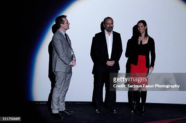 Programmer Thom Powers, director Dan Setton and producer Elise Pearlstein on stage at the "State 194" Premiere at the 2012 Toronto International Film...