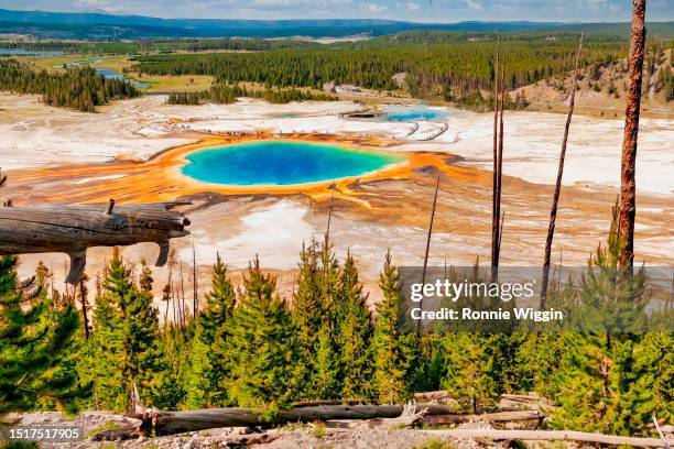 grand prismatic geyser - grand prismatic spring stock pictures, royalty-free photos & images