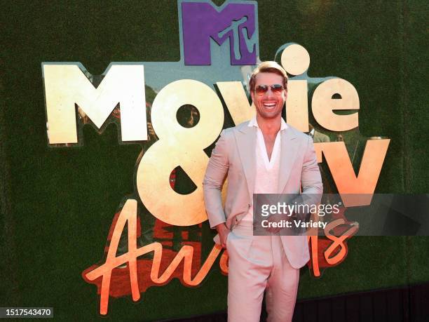 Glen Powell at the MTV Movie & TV Awards held at Barker Hangar on June 5, 2022 in Santa Monica, California.