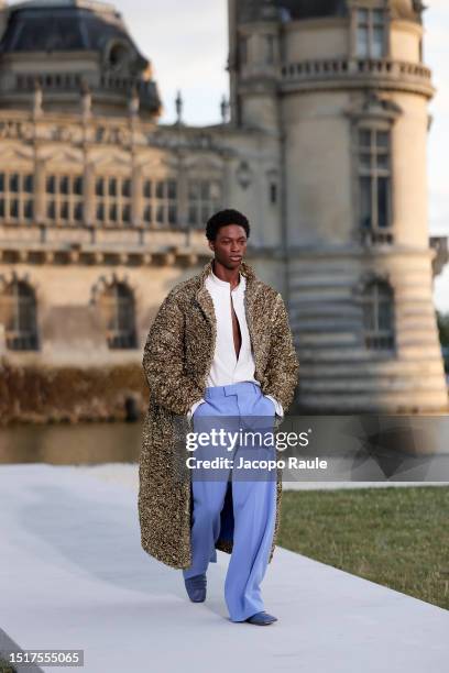 Model walks the runway during the Valentino Haute Couture Fall/Winter 2023/2024 show as part of Paris Fashion Week at Chateau de Chantilly on July...
