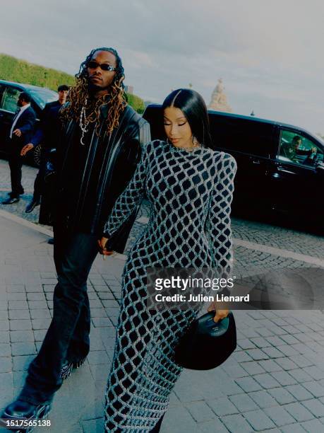 Offset and Cardi B at Hotel de la Marine on July 05, 2023 in Paris, France.