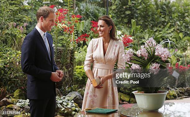 Catherine, Duchess of Cambridge and Prince William, Duke of Cambridge visit Singapore Botanical Gardens on day 1 of their Diamond Jubilee tour on...