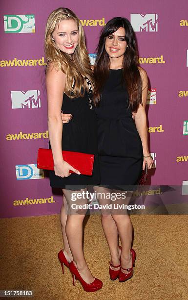 Actresses Greer Grammer and Alex Frnka attend MTV's finale party for "Awkward" Season Two at The Colony on September 10, 2012 in Los Angeles,...