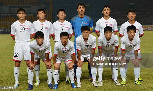North Korean players Ri Chol Myong, Don Kwang Ik, Hong Kum Song, Jong Il Gwan, Pak Song Chol, Ri Kwang Hyok, Jang Song Hyok, Ri Jin Hyok, goalkeeper...