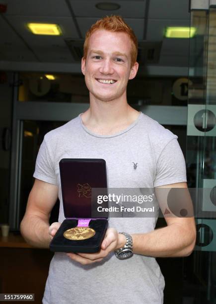 Greg Rutherford sighting outside BBc Radio One on September 11, 2012 in London, England.