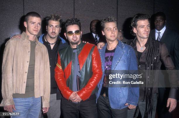 Pop group NSYNC: Justin Timberlake, Joey Fatone, Chris Kirkpatrick, Lance Bass and JC Chasez attend the "Michael Jackson: 30th Anniversary...