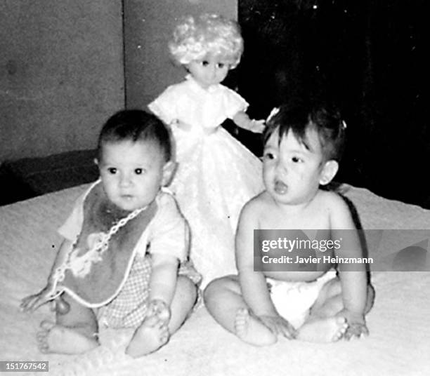 In this reproduction, baby Lionel Messi poses for a picture in 1988, Rosario, Argentina. Messi was raised in his home town, Rosario. He used to play...