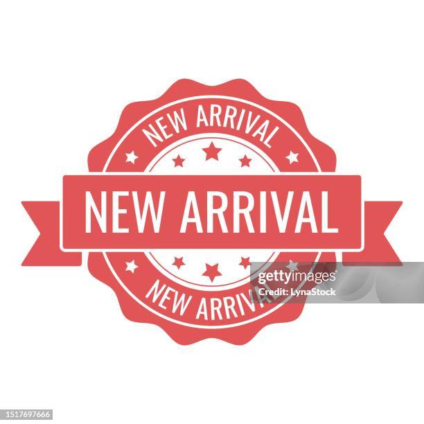 new arrival stamp, seal. vector badge, icon template. illustration isolated on white background. - first impression business stock illustrations