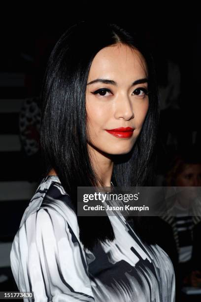 Actress Yao Chen attends the Vera Wang Runway Show during the Spring 2013 Mercedes-Benz Fashion Week at The Stage at Lincoln Center on September 11,...