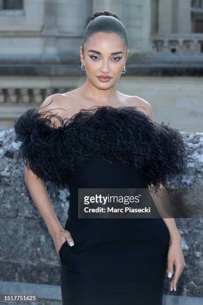 Amina Muaddi attends the Valentino Haute Couture Fall/Winter 2023/2024 show as part of Paris Fashion Week at Chateau de Chantilly on July 05, 2023 in...