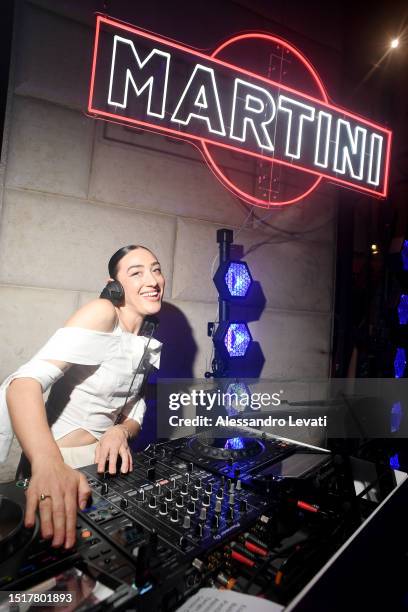 Mia Moretti performs at the MARTINI 160th celebration at Dazi Milan this evening on July 05, 2023 in Milan, Italy.