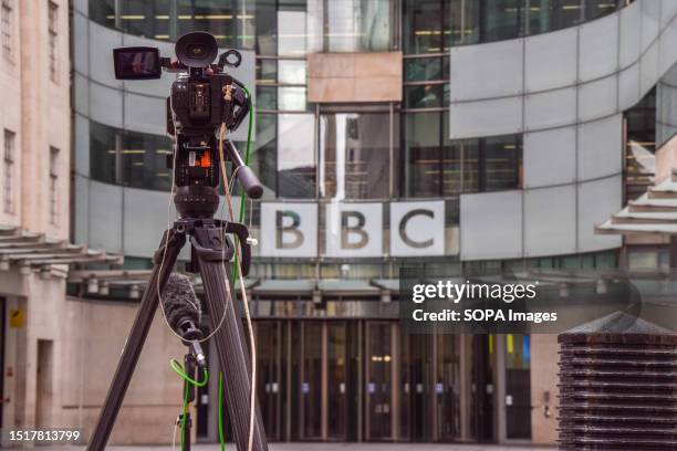 Camera outside Broadcasting House, the BBC headquarters in central London.