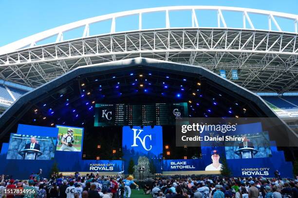 General view of the stage as Major League Baseball Commissioner Robert D. Manfred Jr. Announces Blake Mitchell as the Kansas City Royals first round...