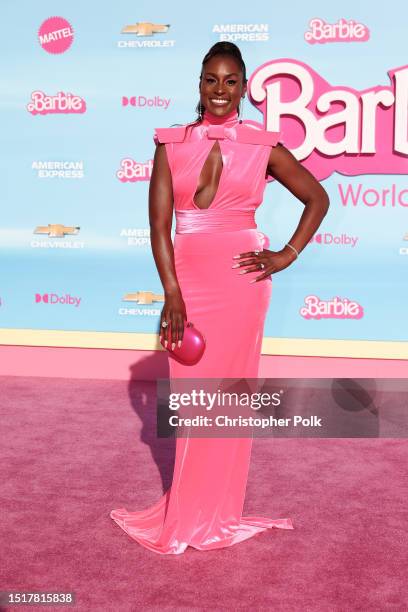 Issa Rae at the premiere of "Barbie" held at Shrine Auditorium and Expo Hall on July 9, 2023 in Los Angeles, California.