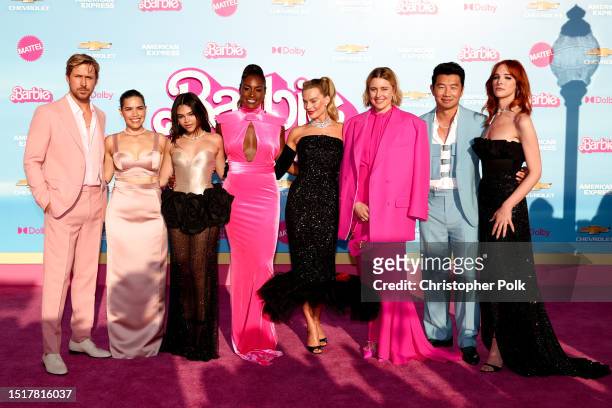 Ryan Gosling, America Ferrera, Ariana Greenblatt, Issa Rae, Margot Robbie, Greta Gerwig, Simu Liu and Hari Nef at the premiere of "Barbie" held at...
