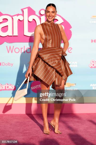 Gal Gadot at the premiere of "Barbie" held at Shrine Auditorium and Expo Hall on July 9, 2023 in Los Angeles, California.