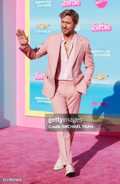 Canadian actor Ryan Gosling arrives for the world premiere of "Barbie" at the Shrine Auditorium in Los Angeles, on July 9, 2023. / "The erroneous...