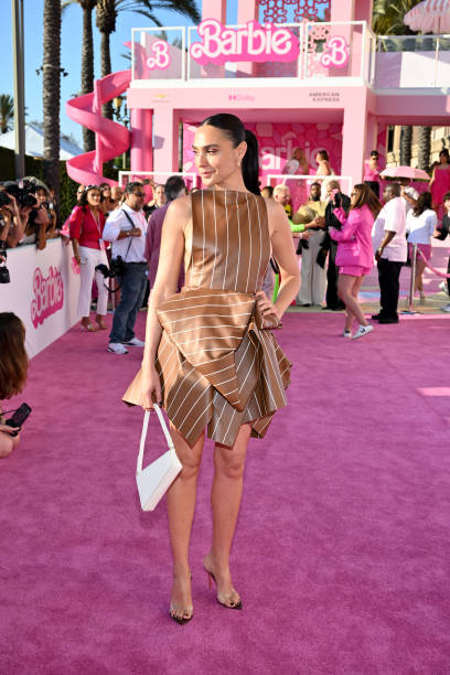 Gal Gadot at the premiere of "Barbie" held at Shrine Auditorium and Expo Hall on July 9, 2023 in Los Angeles, California.