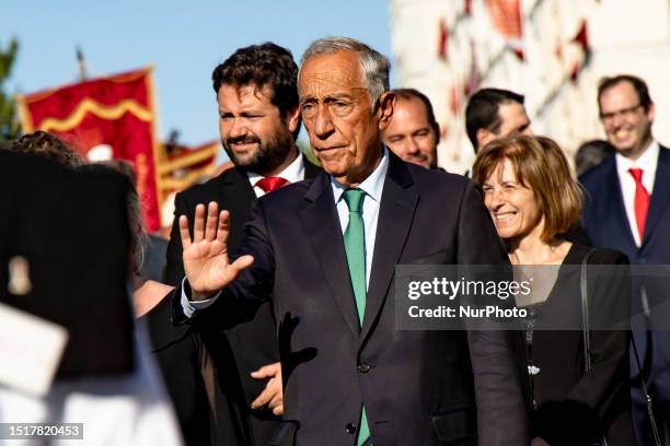 Portugal's President Marcelo Rebelo de Sousa attends the Festa dos Tabuleiros in Tomar, Portugal on July 9, 2023. The festival it's held every four...