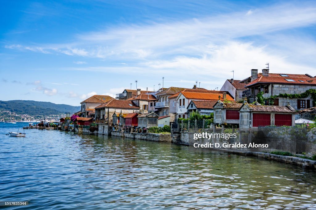 Typical Galician Horreos at Combarro fishing village.