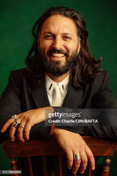 Actor Shazad Latif is photographed backstage at the 2023 EE BAFTA Film Awards, held at The Royal Festival Hall on February 19, 2023 in London,...