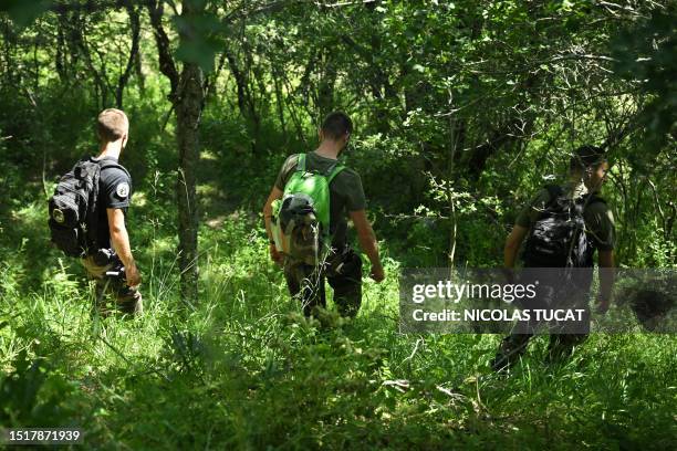 French gendarmes take part in a search operation for two-and-a-half-year-old Emile who is reported missing for two days, on July 10, 2023 in the...