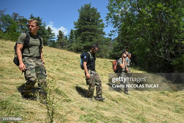 French gendarmes take part in a search operation for two-and-a-half-year-old Emile who is reported missing for two days, on July 10, 2023 in the...