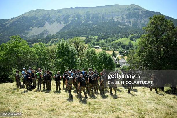 French gendarmes take part in a search operation for two-and-a-half-year-old Emile who is reported missing for two days, on July 10, 2023 in the...